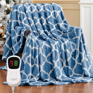 Homemate Heated Blanket Electric King Size - 100“x90“ Heating Blanket with 10 Fast Heat Levels 8 Hours Auto Off Ultra Soft Cozy Flannel Over-Heated Protection ETL Certification Keep Warming in Home