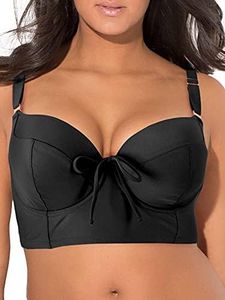 Smart+Sexy Women's Full-Busted Supportive Underwire Swimsuit Bikini Top, Black HUE, 36DD