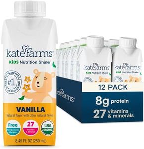 KATE FARMS Organic Kids Nutrition Shake, Vanilla, 8g of protein, 27 Vitamins and Minerals, Meal Replacement Drink, Protein Shake, Gluten Free, Non-GMO, 8.45 Fl oz (Pack of 12)