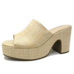 Pierre Dumas Tayla-1 Women's Heeled Platform Slip-On Open Toe Sandal for Women, Natural, 4.5 UK