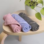 HEELIUM Bamboo Face Towel | Ultra Absorbent & Odour-Free | 3X Softer Than Cotton Towels | 30 x 30 cm - 600 GSM | Pack of 3 - Peach, Grey, iris