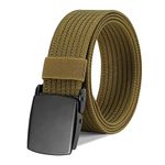 WERFORU Men's Nylon Belt, Military Tactical Belts Breathable Webbing Canvas Belt with Alloy Buckle, Khaki