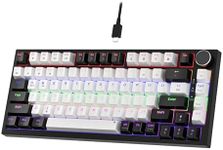 NEWMEN GM326 Mechanical Keyboard,Wired Gaming Keyboard,75 Percent TKL Hot Swappable Compact LED Backlit USB C Gaming Mechanical Keyboard with Knob for PC Win Mac,QWERTY Layout,Black/White,Red Switches