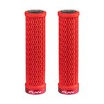 Funn Holeshot Mountain Bike Grips With Single Lock On Clamp, Lightweight And Ergonomic Bike Handle Grips With 22 mm Inner Diameter, Hardened End Bicycle Handlebar Grips For MTB/BMX (Red)