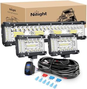 Nilight Side Shooter LED Light Bar Set 12 Inch Triple Row Spot Flood Combo Lights 2PCS 4.3Inch Pods with 5Pin Rocker Switch Wiring Harness Kit for Off-Road Truck ATV UTV Boat