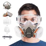 Serplex Gas Mask Set Respirator with Filters and Goggle Activated Carbon Mask Gas Mask Paint Respirator for Epoxy Resin, Wall Painting, Welding, Polishing, Spraying, Mold Removal, Construction