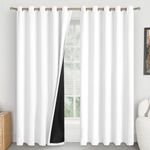 QUEMAS Extra Wide 100% Blackout Curtains 84 Inch Length 2 Panels for Living Room, Thermal Insulated Total Light Blocking Soundproof Floor Length Curtains for Bedroom Window, Each 60 Inch Wide, White