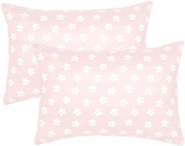 Winmany 2 Pack Toddler Pillow Cases Baby Silk Satin Pillowcases 49 x 36cm Cot Bed Envelope Pillow Cover Kids Soft Travel Pillow Pair Cases for Boys Girls Machine Washable (Pink Star)