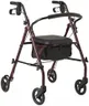 Medline Steel Rollator Walker with Seat, Burgundy, 350 lb. Weight Capacity, 6” Wheels, Foldable, Height Adjustable Handles, Rolling Walker for Seniors, Walker for Mobility Impaired