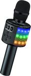 BONAOK Karaoke Wireless Microphone Bluetooth, Wireless Mic Karaoke with Led, Kids Singing Recording Microphone,Portable Home Party KTV Player Microphone Machine,Compatible with Android & iOS (Black)