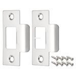 sourcing map Door Strike Plate, 2Pcs 70mm x 40.3mm 201 Stainless Steel Latch Deadbolt Strike Plate for Door Frame Door Jamb, Silver