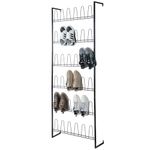 MyGift Wall Mounted Black Metal 36 Hook Shoe Rack / 18 Pair Entryway Shoe Storage Organizer Stand