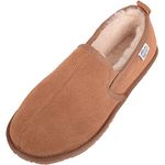 SNUGRUGS Jasper Mens Genuine Sheepskin Slipper with Rubber Sole, Chestnut, 11 UK / 45 EU