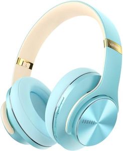 DOQAUS Bluetooth Headphones Over Ear, 90Hrs Playtime, BT5.3 Wireless Headphones with Mic, 3 EQ Mode, Foldable Headphones with HiFi Stereo Sound, Soft Protein Earmuffs, for PC Mobile Phone(Ice Blue)