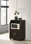 DeckUp Iris Engineered Wood Microwave Cart and Kitchen Cabinet (Dark Wenge, Matte Finish)