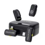 Hollyland LARK A1 Wireless Mini Microphone for iPhone15/16 & Android, Pure Sound, Noise Cancelling, Magnetic Microphone for YouTube, TikTok, Podcast, Vlogging(2TX+2RX+Charging Case)-Black