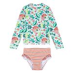 upandfast Toddler Girl Rash Guard Swimwear Long Sleeve Two Piece Bathing Suit(3T, Green Lemon)