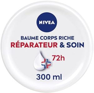 NIVEA Baume Réparateur & Soin 72h Peaux Extra Sèches & Tiraillées (1 x 300 ml), Baume corps au concentré de soin NIVEA & Dexpanthenol, Soin corps hydratatnt 72H
