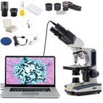 Swift Digital Binocular Compound Microscope 40X-2500X, with 5MP USB Camera, Two-Layer Mechanical Stage and Software Windows and Mac Compatible and Slides,Siedentopf Head,Research-Grade