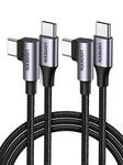 UGREEN USB C to USB C Cable 60W 2 Pack Right Angle PD 3.0 Type C Fast Charging Cord USB C Charger Cable Compatible with iPhone 15 Pro Max, Galaxy S24 S23 S22 Ultra, iPad Pro Air Mini, MacBook, 3FT