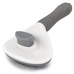 Depets Self Cleaning Slicker Brush, Dog Cat Bunny Pet Grooming Shedding Brush - Easy to Remove Loose Undercoat, Pet Massaging Tool Suitable for Pets with Long or Short Hair Gray