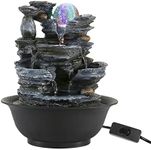 Dyna-Living Indoor Tabletop Fountain with LED Light Upgrade Switch Indoor Water Features Desk Water Fountain for Home Decoration Meditation Relaxation