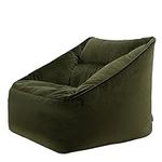 icon Natalia Velvet Lounge Chair Bean Bag, Olive, Giant Bean Bag Velvet Chair, Large Bean Bags for Adult with Filling Included, Accent Chair Living Room Furniture