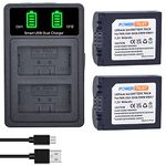 PowerTrust 2X CGA-S006 DMW-BMA7 S006A CGR-S006E Battery and Dual USB Charger for Panasonic Lumix DMC-FZ7, DMC-FZ8, DMC-FZ18, DMC-FZ28, DMC-FZ30, DMC-FZ35 Camera