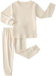 Kids Thermal Underwear Set Toddler Winter Base Layer Ultra Soft Long Johns for Little Boys Girls (Beige,3Years)