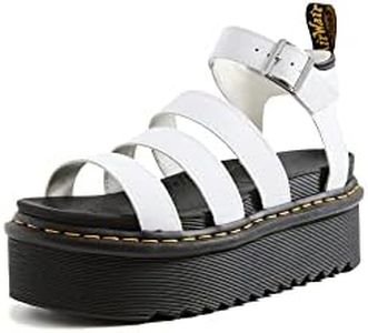 DR. MARTENS Women's Blaire Quad Sandals, White Hydro, 8 UK