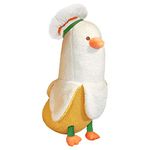 PEACH CAT Cute Banana Duck Stuffed Animal Long Banana Chef Duck Plush Pillow for Girls and Boys White 19.7"