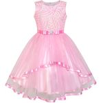 Sunny Fashion Flower Girl Dress Pink Belted Wedding Party Bridesmaid Age 10 Years