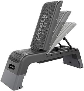 Power Systems Fitness Deck, for Cardio Workouts and Strength Training, Black/Grey - Adjustable Bench and Aerobic Step