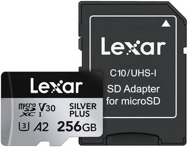 Lexar 256GB Professional Silver Plus microSDXC Memory Card w/SD Adapter, UHS-I, C10, U3, V30, Full-HD & 4K Video, Up to 205/150 MB/s Read/Write, for Videographers, Gamers (LMSSIPL256G-BNANU)