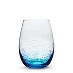 Abbott Collection Home Fish Cut Stemless Goblet-4.75" H, Blue/Clear (27-Sardinia-SG)