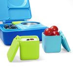 Salad Dressing Container To Go, Compatible with Omie Bento Box, 2x 4oz Small Snack Containers with Lids, Easy Open Premium Silicone Dips Cups, Leakproof Condiment Container for Lunch Box(Blue/Green)