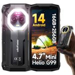 Ulefone Armor Mini 20 Rugged Smartphone Android 14, 4.7" Small Rugged Phone 256GB+16GB/2TB SD 64MP Night Vision+50MP, 6200mAh Battery with Warning Light, IP68 4G Dual Sim Unlocked Cell Phones NFC GPS