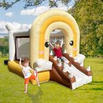 Kids Backyard Inflatable Dinosaur Bouncer Jumping Bouncer with Slide, Portable Fun House/Equipped with 370W Fan for Bounce House for Kids 3-6 to Play Indoors and Outdoors
