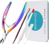 4pcs Cuticle Cutter Kit-Cuticle Trimmer with Cuticle Pusher and Nano Glass Nail Shiner.RONAVO Cuticle Remover Nippers Stainless Steel Cutter Clippers,Professional Manicure Tools for Home and Salon Use