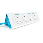 anchor by panasonic 22062 6A Power Strip 4 Socket Spike Guard 4 Switch, 1.5 Mtr (White & Blue), Blue & White