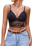 Avidlove Bralettes for Women V Neck Spaghetti Strap Bra Lace Tops Sexy Cami Crop Top Going Out Lingerie Outfits Black