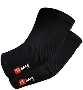 BESAFE Forever Compression Socks & Elbow Support Guard, Elbow Sleeves Band for Men & Women, Gym, Cricket, Badminton, Bikers | Pair, Black, Medium