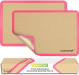 Nutrichef Silicone Baking Mats - 2 Non-stick Food-Grade Silicone Mats - Perfect for Full Baking Pans 24.4 x 16.5 IN - Oven-safe Up to 480 Degrees F - Suitable for Ovens, Freezers, & Dishwashers - Pink