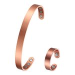 MagEnergy Copper Bracelet for Men and Women 99.9% Pure Copper Bangle Adjustable with 8 Magnets (Copper set)