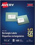 Avery Address Labels for Inkjet/Laser Printers, 1-1/2" x 4", White, Rectangle, 1400 Labels, Permanent (5159) Made in Canada