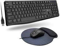 X9 USB Keyboard and Mouse Combo - Mouse Pad Included - Ergonomic Full-Sized Wired Keyboard and Mouse Combo - 104 Keys Computer Keyboard and Mouse with Wire for Desktop, Laptop, Windows PC - Black