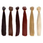 Toddmomy American Dolls 6pcs Doll Making Wig 20cm Heat Resistant Straight Doll Hair Wig Handcraft Doll Wigs Synthetic Hair Wefts for DIY Crafts Doll Hair Extensions Style 2 Black Baby Dolls