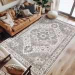 jinchan Area Rug 8x10 Accent Rug Indoor Vintage Floor Mat Soft Printed Distressed Carpet Grey Taupe Non Slip Washable Floorcover for Kitchen Living Room Bedroom Dining Room