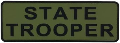 uuKen Large State Trooper PVC Patch 8.5x3 inches OD Green State City Police Department Officer Patch for Tactical Vest Plate Carrier Bags Backpacks (OD Green,L 8.5"x3")