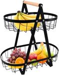 BOPHIS 2-Tier Fruit Basket,Fruit Bowl Holder Bread Basket Vegetable Rack, Detachable Fruit Holder for Fruit, Vegetables, Snacks in Home, Kitchen Office,with Screwdriver